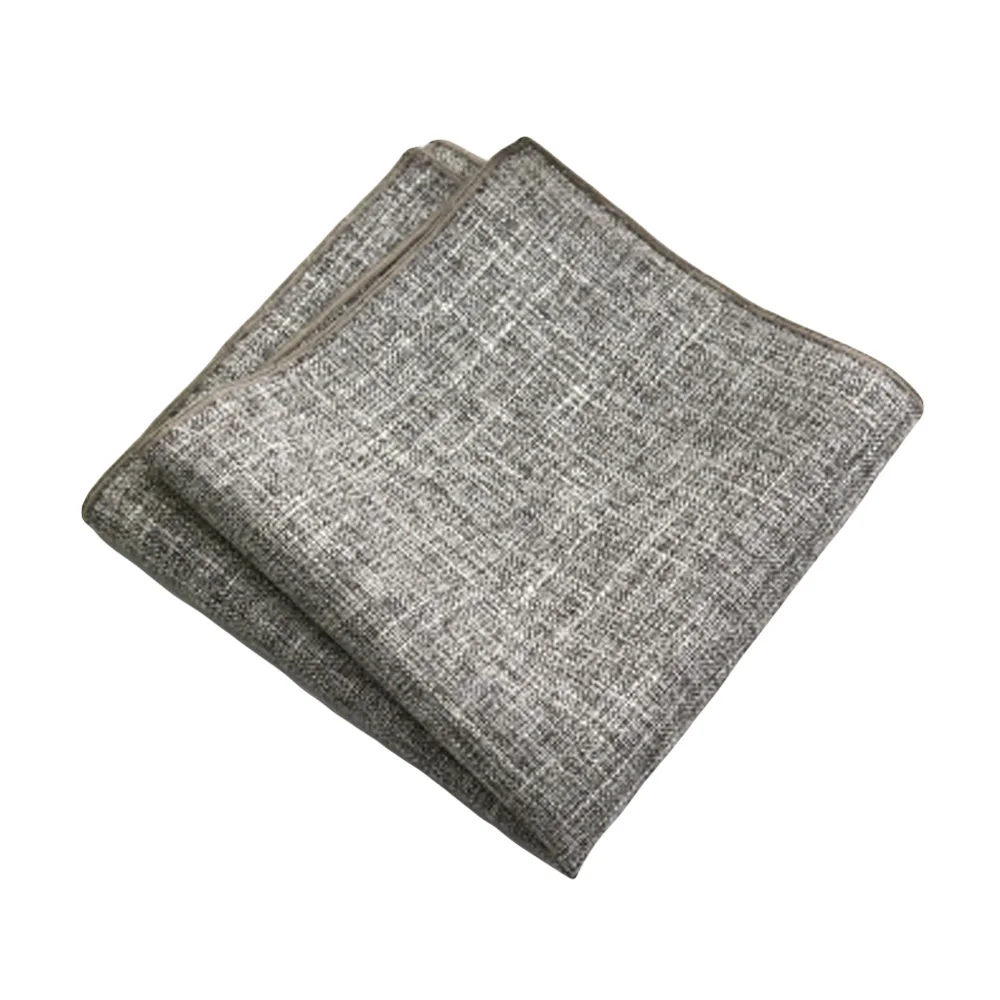 Light Gray Мужской Одноцветный льняной хлопковый Карманный квадратный носовой платок для свадьбы и бизнеса - Цвет: Light Gray