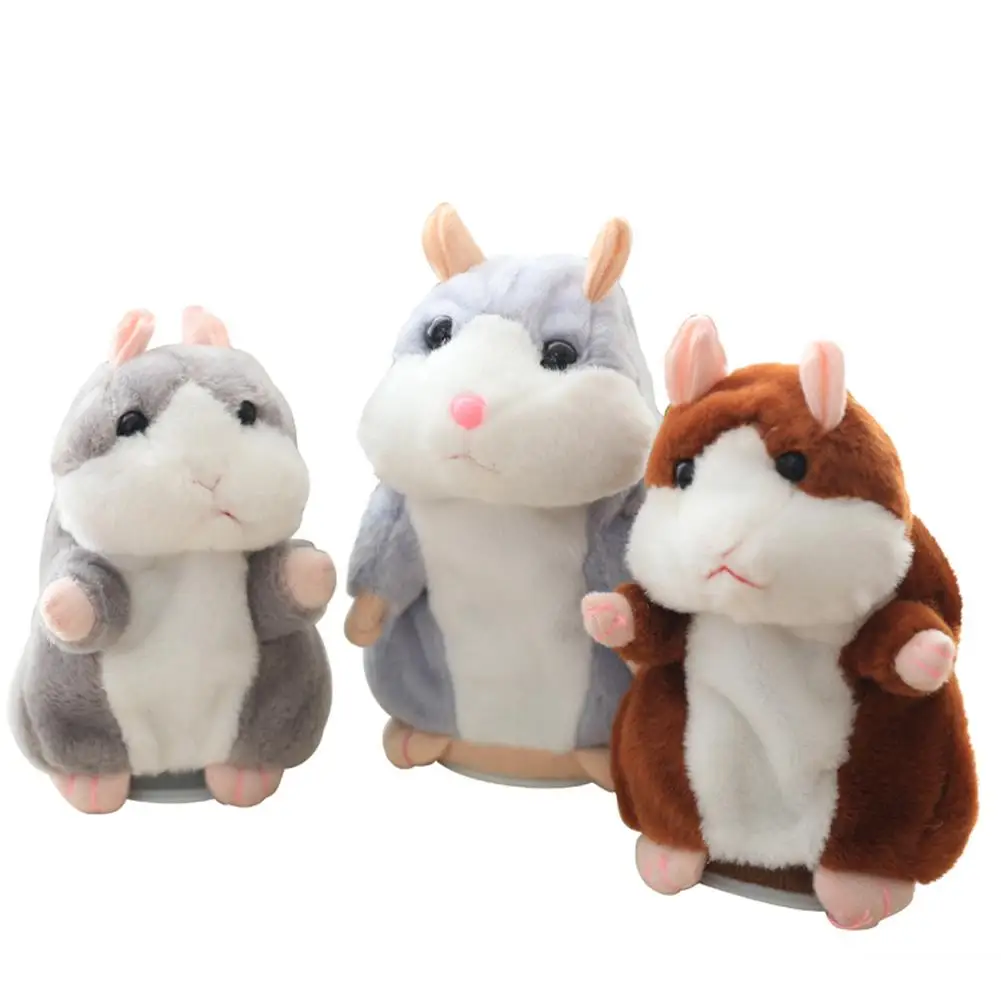 

GloryStar Lovely Talking Plush Hamster Toy Can Change Voice Record Sounds Nod Head or Walk Early Education for Baby