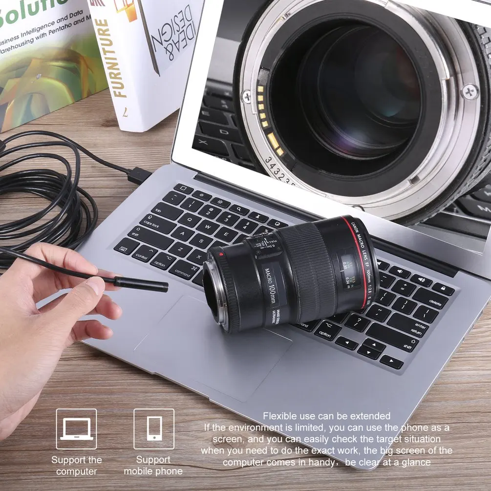 

OUTAD Wireless Endoscope 2MP HD1200P Wifi USB Borescope Waterproof Inspection Camera Semi-rigid Flexible Snake Camera 5 Meters