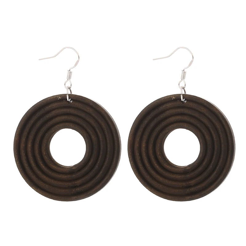 12 пар хорошего качества деревянные серьги органические круглые коричневые
