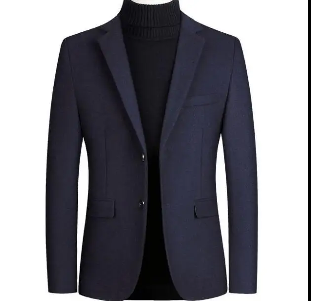 Лидер продаж, Осеннее длинное шерстяное пальто для мужчин, модное шерстяное двубортное пальто с отложным воротником, Мужская Брендовая верхняя одежда, J-M7