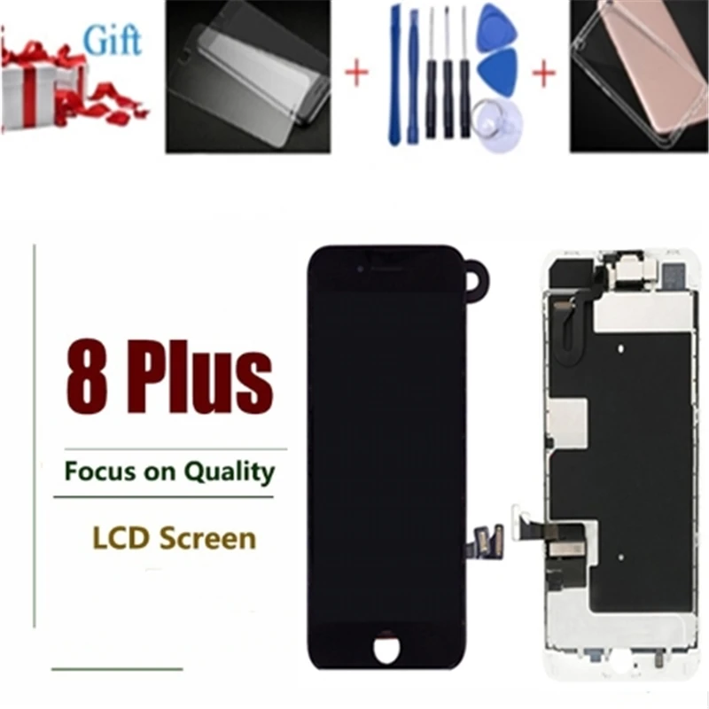AAA+++ для iphone 8 Plus дисплей полный набор дигитайзер сборка 3D сенсорный экран Замена+ фронтальная камера+ ушной динамик+ 3 подарка