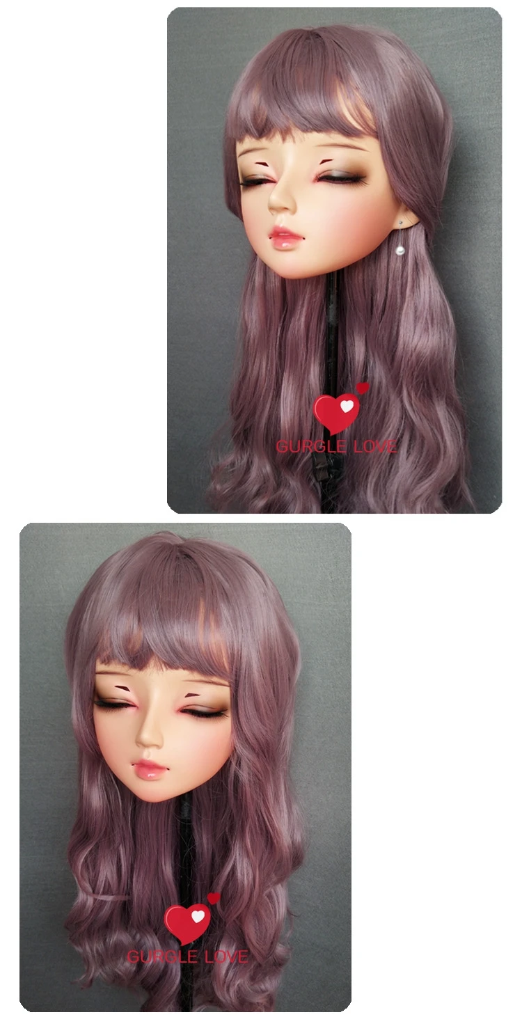 (NEW-179) Female Resin Silica Dance Party Masks Halloween BJD Girl Doll Crossdresser Japan Kigurumi Anime Cosplay Mask with Wig