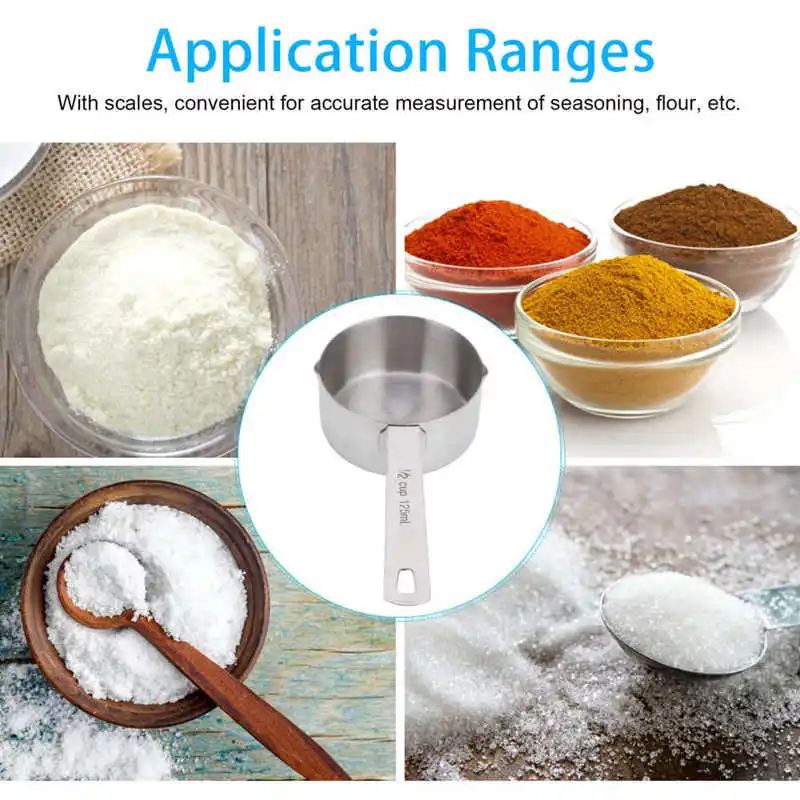 Kitchen Measuring Spoons Cups Scoop With Scales Stainless Steel Baking Supplies