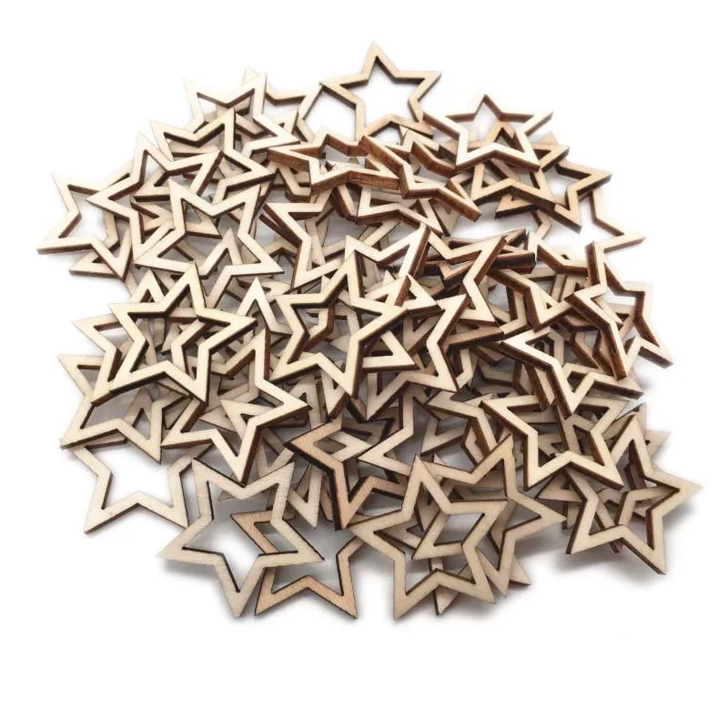 100pcs 10mm Wooden Stars Slices, Wooden Star Embellishments Wooden Star  Shape Tags for Wedding Party DIY Crafts Table Decoration - AliExpress
