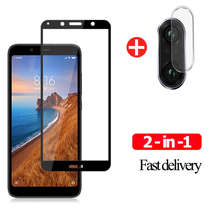 2 в 1 Пленка объектива камеры 9H закаленное стекло на Xiaomi Redmi 7A протектор экрана для Xiomi Redmi 7A стекло Redmi Note 7 Pro Glass Redmi 7 A защитное стекло ксиоми редми 7а сяоми редми ноут 7 про нот 7 стекло