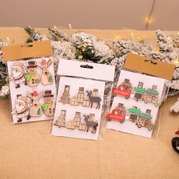 

Santa Claus Snowman Elk Wood Clip Christmas Tree Decoration Ornaments Crafts Xmas New Year Party Wedding Home Decor 63202