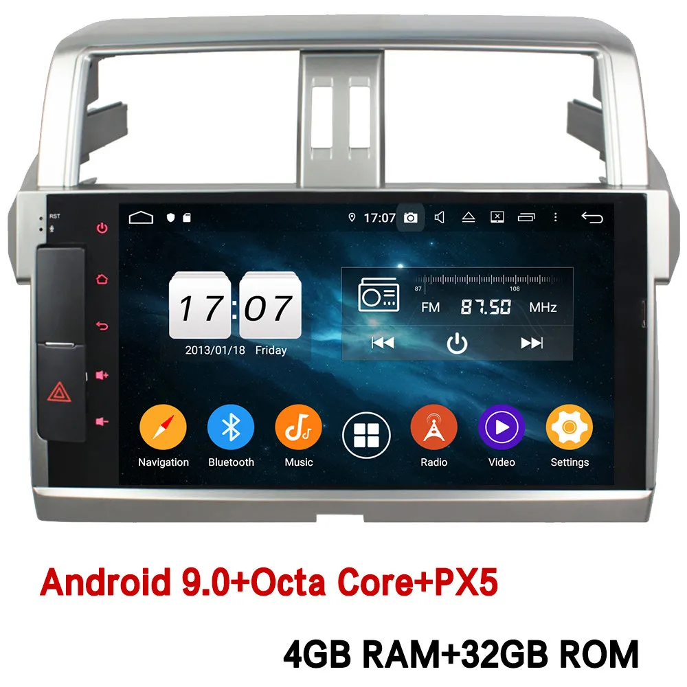 Klyde 10," ips 4G Android 9 Восьмиядерный 4 Гб+ 64 Гб DSP BT автомобильный DVD мультимедийный плеер стерео для Toyota Prado Land Cruiser 150 LC150 - Цвет: 4GB RAM x 32GB ROM