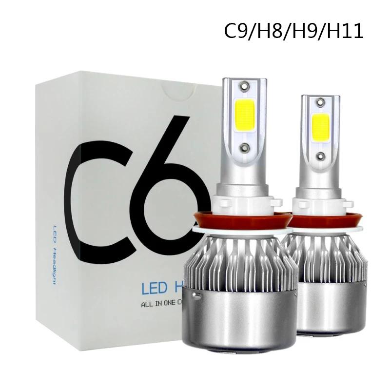 Пара автомобильных светодиодных фар C9 9005 9006 HB4 9007 HB5 H11COB комплект для