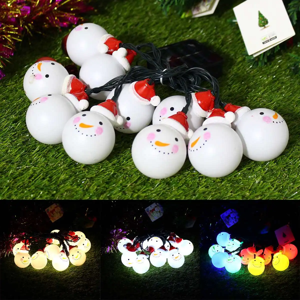 

3.5M LED Snowman String Light Solar Fairy Lighting String Ball Waterproof White Snowman Outdoor for Christmas Holiday Decoration