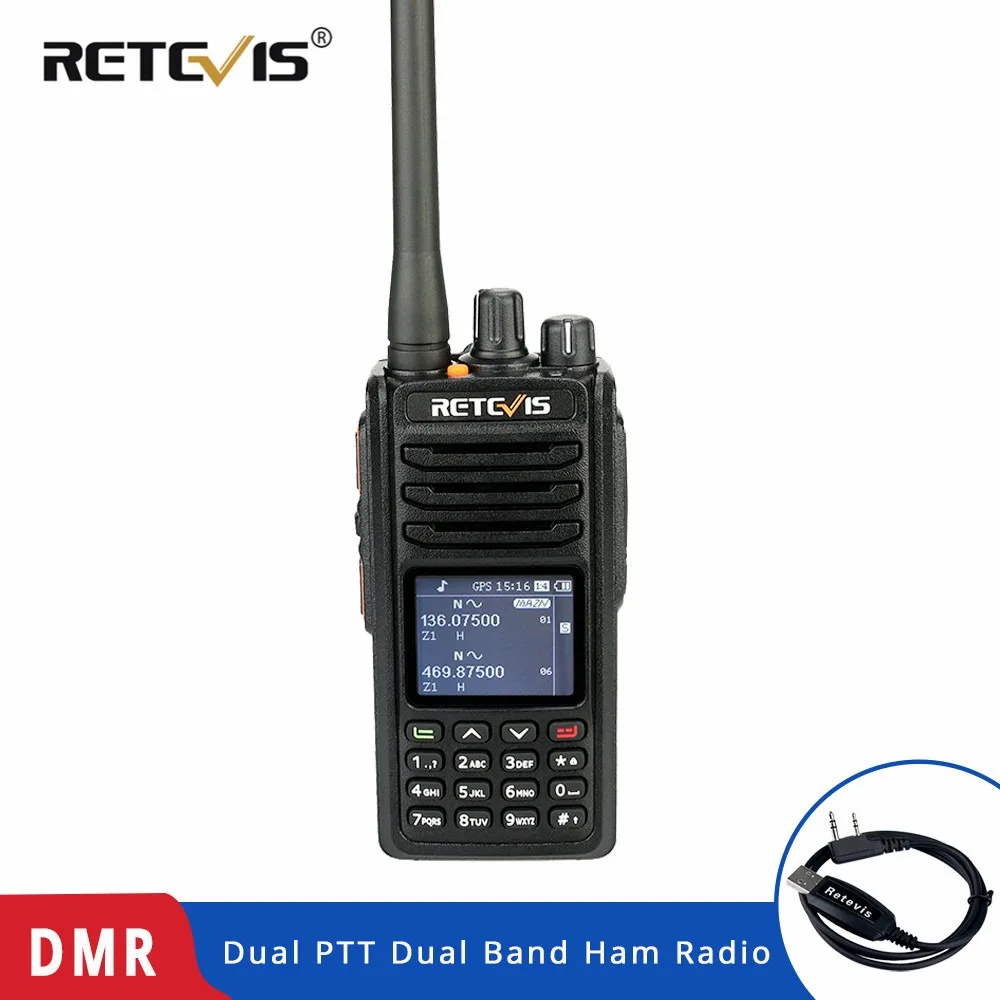 Retevis RT52 Digital Dual Band GPS DMR Radio Walkie Talkie VHF UHF Dual PTT Up to 4000 Channels Two Way Radio Portable Retevis RT52 Digital Dual Band GPS DMR Radio Walkie Talkie VHF UHF Dual PTT Up to 4000 Channels Two Way Radio Portable