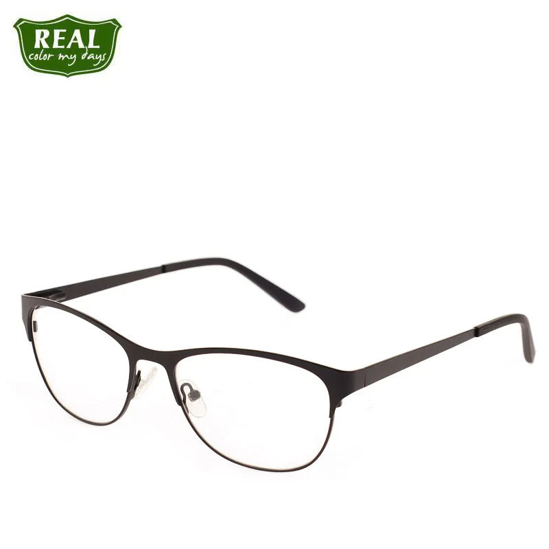 

2019 Solid Color Fashion Retro Cat-eye Women Metallic Stainless Steel Frame Prescription Myopic Round Optical Glasses