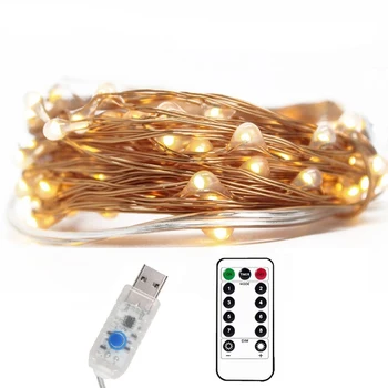 

8 Mode Remote Control Fairy Garlands Dimmable USB Powered 5/10M Led Copper Wire String Light Decor Christmas Wedding Party Decor