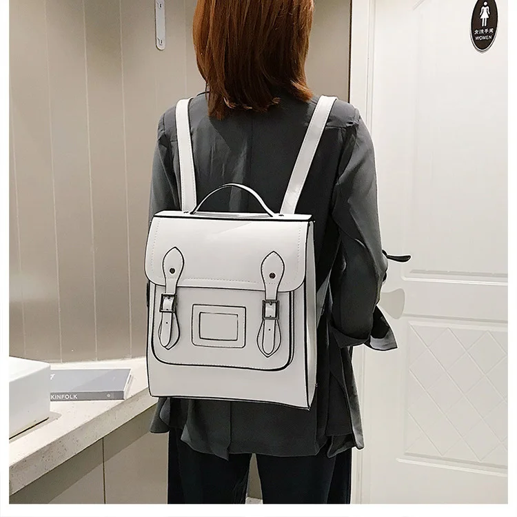 Black White Girls School College Backpacks Vintage Leather Luxury Brand Womens Backpack Preppy Style Back Bags Shoulder Satchels (18)
