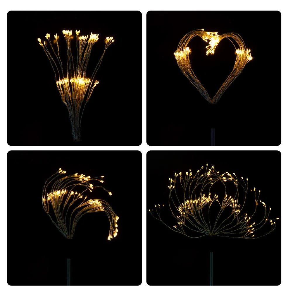 LED Solar light 120leds Solar Powered Outdoor Garden Grass Fireworks Lamp Eight Function Modes Dandelion Lawn lights Waterproof