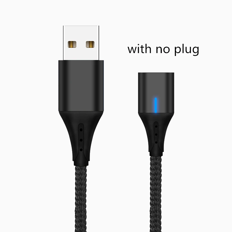 Магнитный кабель 3A Micro usb type C кабель передачи данных для быстрой зарядки для iPhone XS MAX XR 8 7 Plus SAMSUNG S10+ S9 для XIAOMI Mi9 MIX3 2S - Цвет: Black No Plug