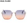 Oulylan Trimming Rimless Sunglasses Women Fashion Irregular Gradient Pink Sun Glasses Ladies Oversized Shades Eyewear UV400
 5