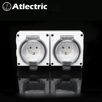 

Atlectric IP66 DE/RU/ES Standard Plug Switch Socket Weatherproof Waterproof And Dustproof Case Outdoor Wall Outlet Safety 16A