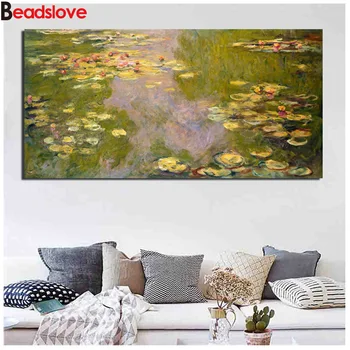 

Claude Monet Water Lilie large painting 5d diamond painting Diy mosaic square full drill diamond embroidery round rhinestones