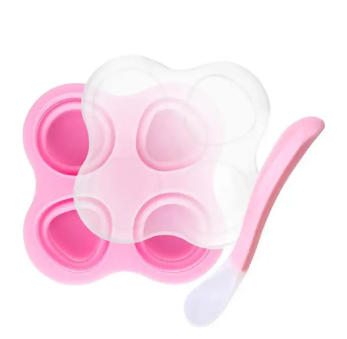 Portability Baby Foldable Food Container Infant Flower Lattice Fruit Storage Box Safety Silicone Freezer Tray Crisper