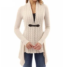 Женский зимний модный свитер кардиган Повседневный свободный Однотонный свитер с длинными рукавами пальто с лацканами