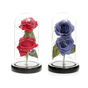 

LED Eternal Multicolor Flower Immortal Rose Dome In A Flask Beautiful Glass Cover Valentine's Day Birthday Mother's Day Gifts