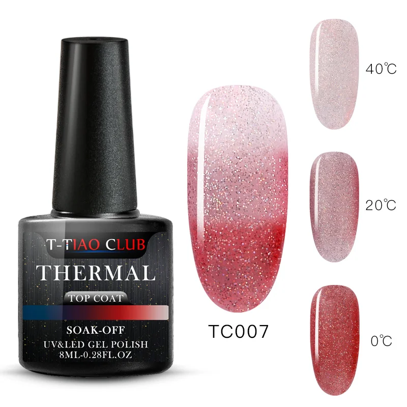 T-TIAO CLUB Thermal Glitter Gel Nail Polish Holographic Temperature Color-changing Varnish Semi Permanent Nail Art Gel Lacquer - Цвет: S03328