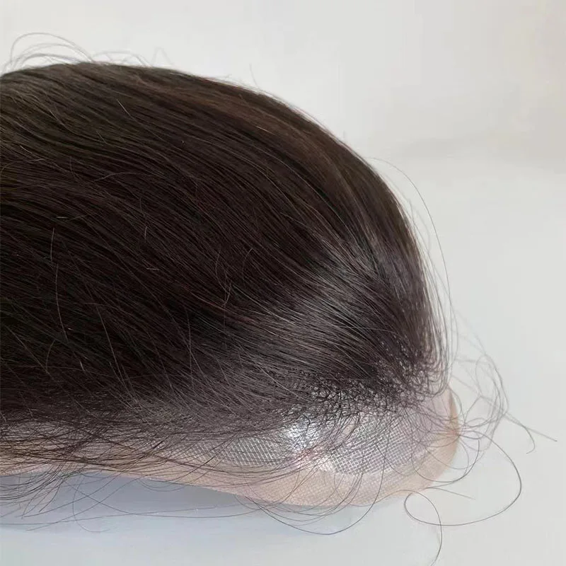 Peça de Cabelo dos Homens Cabelo Humano Mono Base Toupee Homem 12 Polegada Longo Natural Marrom Sistema Substituição Rendas Frente Linha 9 dos homens sistema substituição rendas frente linha cabelo natural