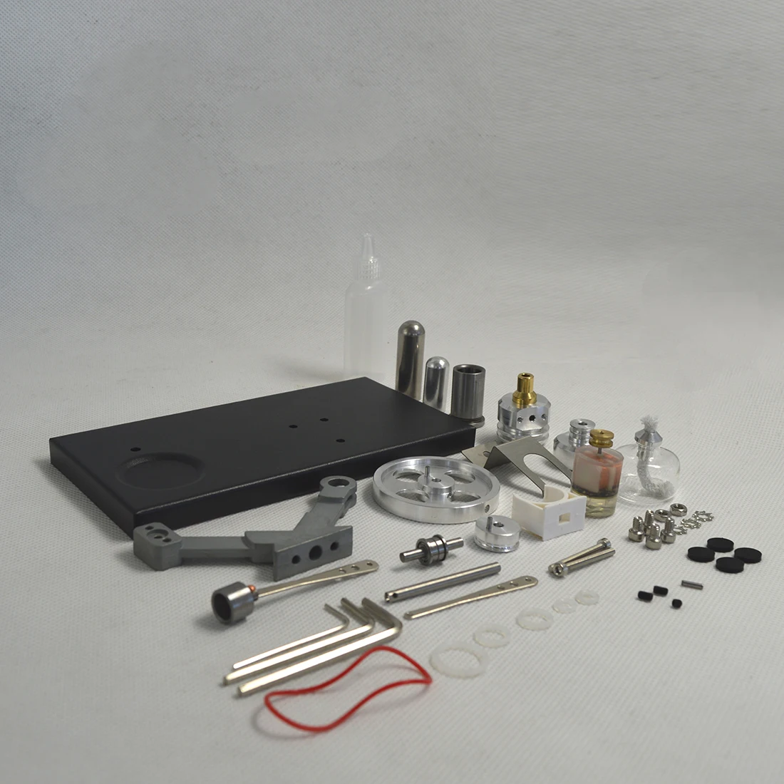 New Metal Cylinder Stirling Engine Generator Heat Engine With 4 LED Lights And Black Metal Base DIY Steam Model Set