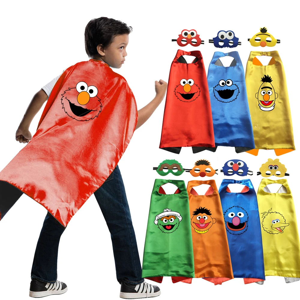 

Costumes Big Bird Elmo Oscar Cosplay Superhero Style Capes with Masks for Kids Birthday Cosplay Costume