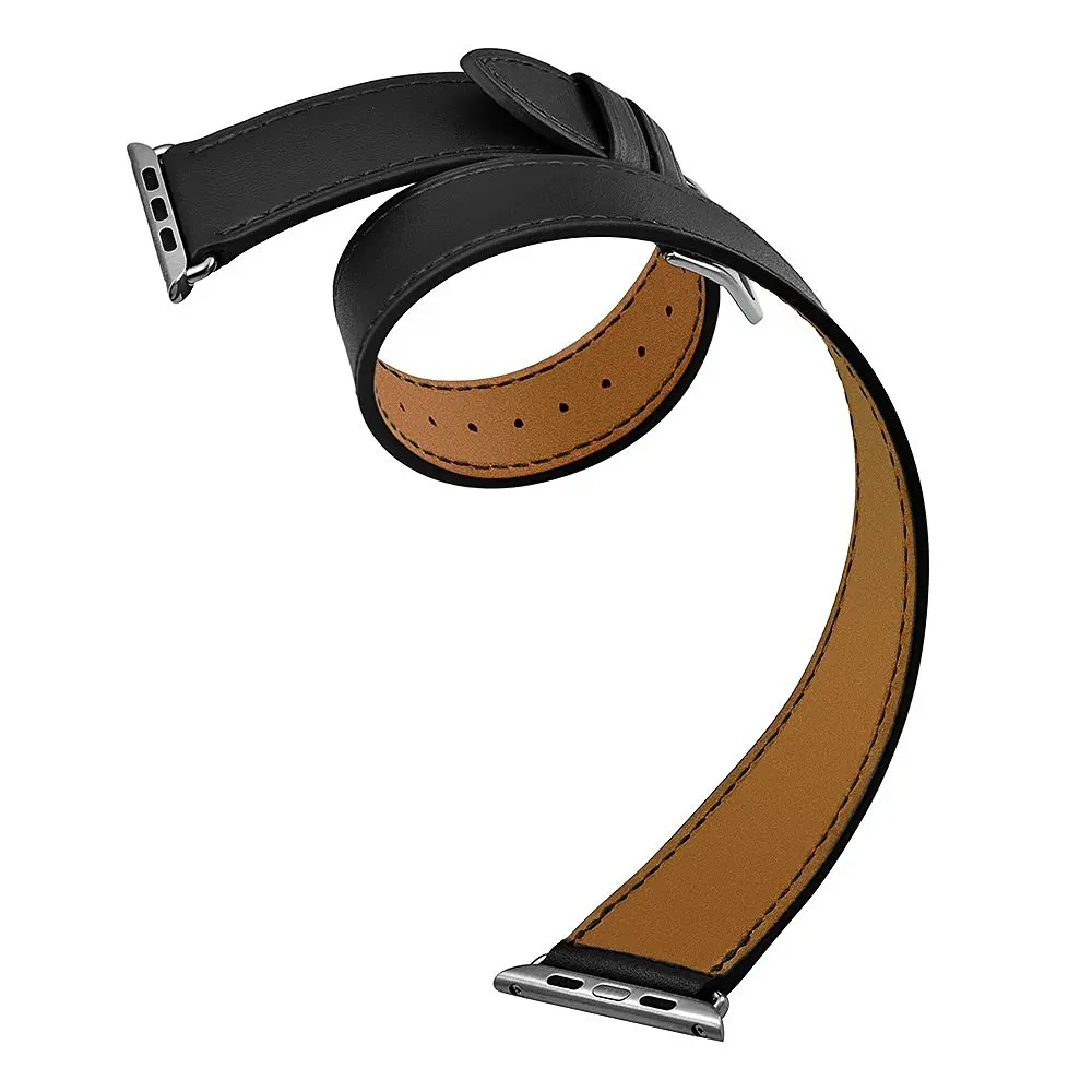 Кожаный ремешок для apple watch band iwatch band Pulseira apple watch 5 4 3 2 ремешок 44 мм 40 мм 42 мм 38 мм браслет correa - Цвет ремешка: black 2