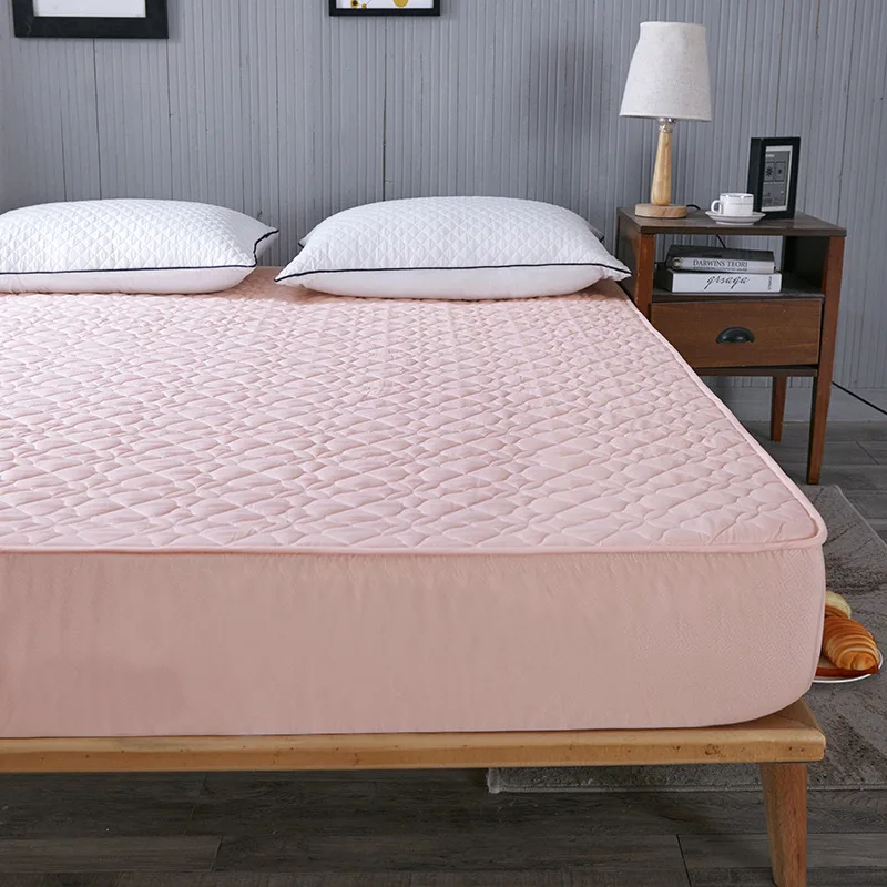 

Cotton Mattress Cover Protector Pad Solid Color Thick Soft High-end Stretch Fitted Sheet Style Quilted Mattress Covers In Bed