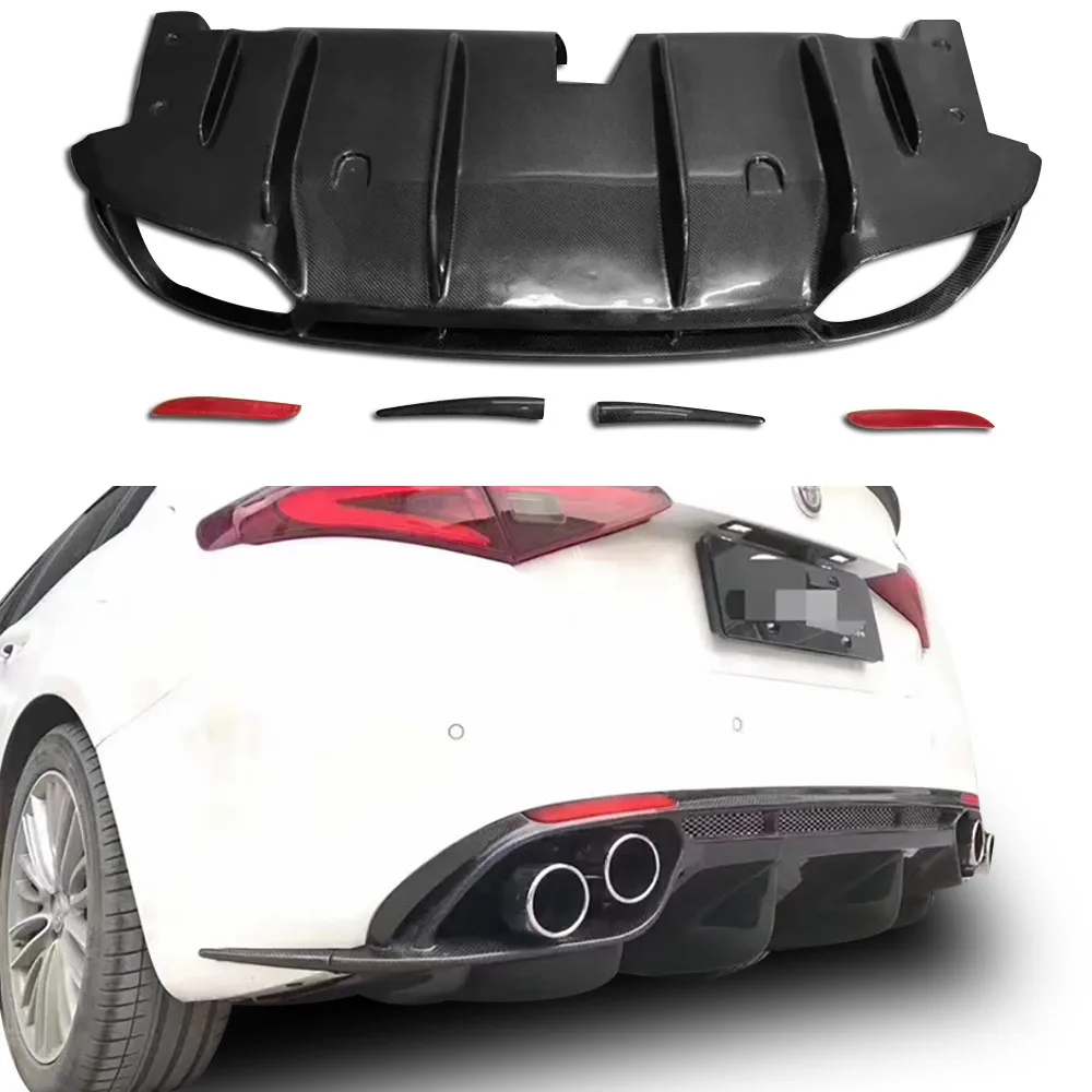 

For Alfa Romeo Giulia 2017 2018 2019 Carbon Fiber Rear Spoiler Diffuser Bumper Guard Protector Skid Plate Bumper Cover Trims