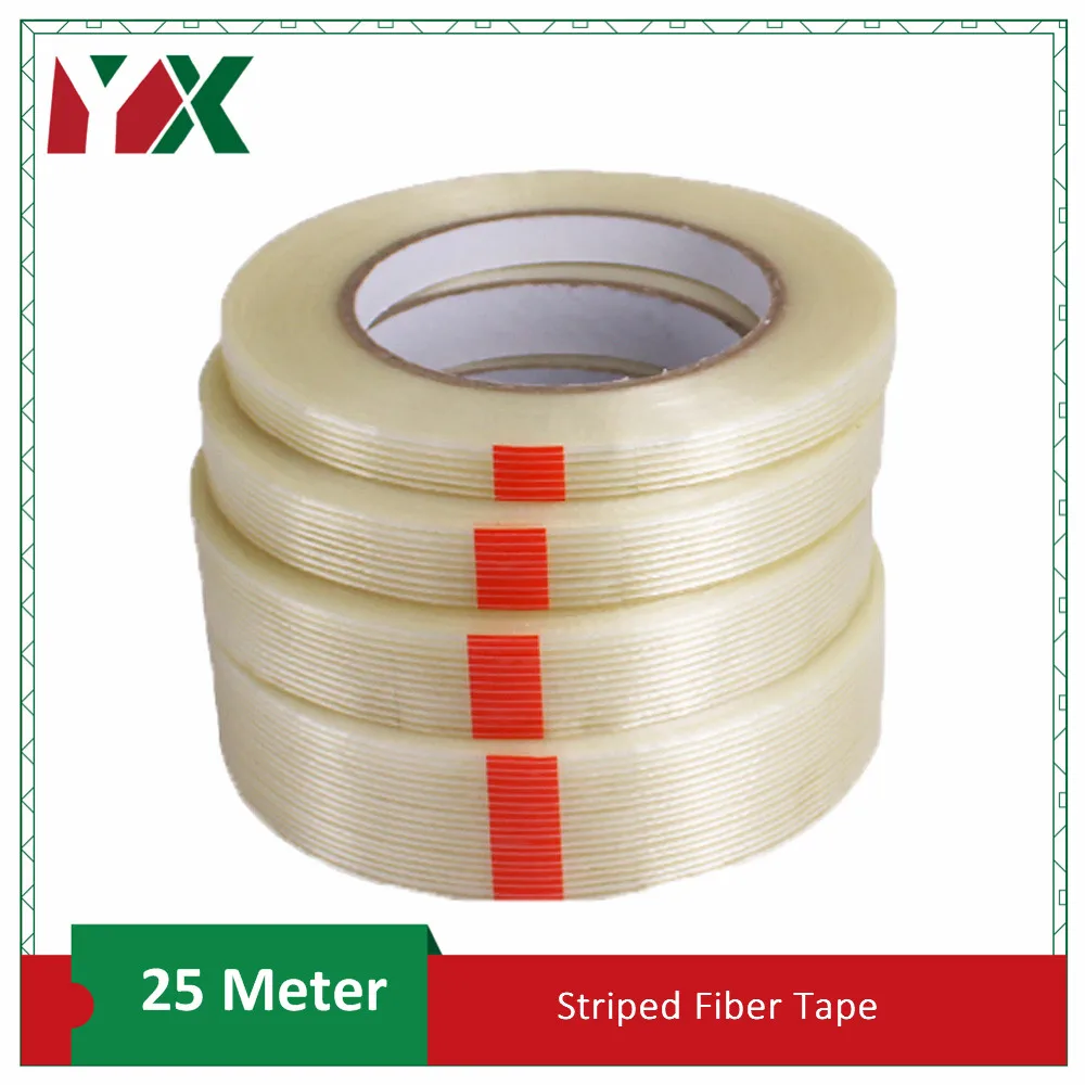 YX 2 рулона 10 мм прозрачная Стекловолоконная лента полосатая односторонняя клейкая лента для промышленной обвязки упаковки фиксированная