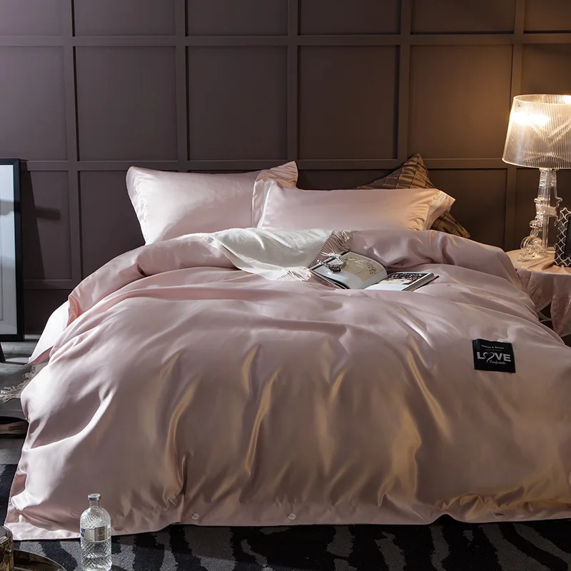 

ANNAs Good Stuff AB Edition Solid Color Bedding Set Wash Real Silk Luxurious Tencel Satin Duvet Cover Queen King Bedding Article