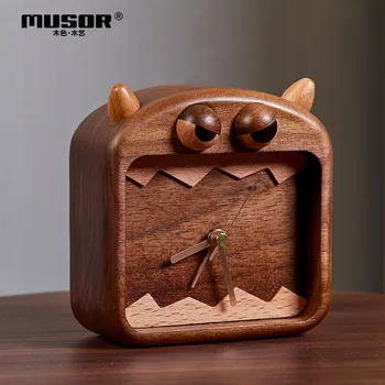 

Hard Wood Alarm Clock Quite Quaz Fine carving Beech Black Oak Quartz Clock