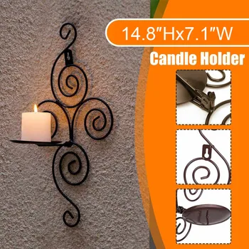 

2 PCS Wall Candle Sconces Candle Holder Hanging Wall Mounted for Living Room Home Decor Black Modern Art Geometric