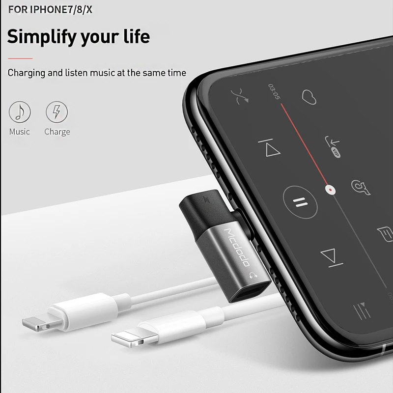 Аудио Aux адаптер Mcdodo для iPhone Xs Max Xr X 8 7 разъем наушников OTG кабель двойного