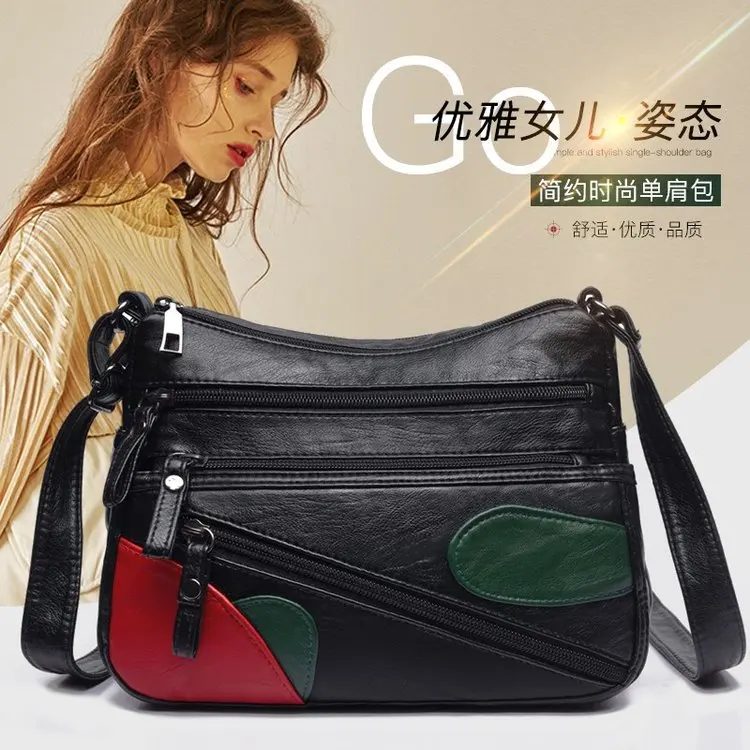 

2019 New Style Versatile Korean-style Middle-aged WOMEN'S Bag Mommy Bag Washing Pu Soft Leather Crossbody Bag Grandma Sling Bag