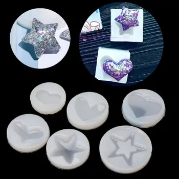 

6Pcs Star Heart Silicone Jewelry Resin Mold Star Heart Mold Kit Resin Casting Mold Jewelry Making Art Craft Tools