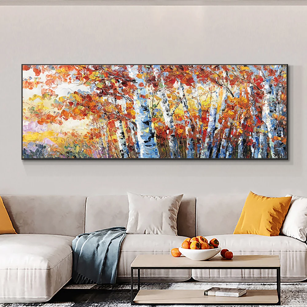 Waliicorners Pictures Wall Paintings Handmade Oil Painting Birch Forest Abstract Art Oil Painting Modern Wall Art 21 H48b257fe32e04b8480a1a3c55ba09f8fG