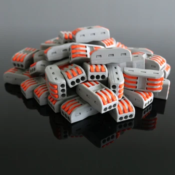 

50pcs PCT-3-3 Compact Wire Cable Wiring Connector PCT3-3 3 pole pin Conductor Terminal Block Lever 0.08-2.5mm2 Universal