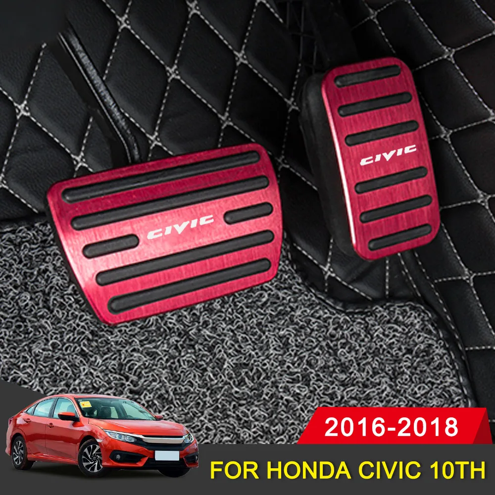 

Non-slip Car Accelerator Gas Brake Pedal Plate Pads Cover Case For Honda Civic 10th 2016 2017 2018 Accessories Auto Styling RED