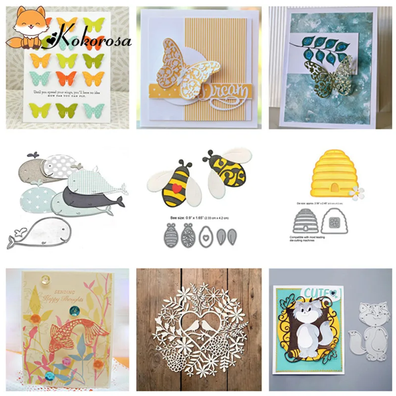 

Kokorosa Cat Bee Butterfly Elephant Cutting Dies Crafts Metal Die for Scrapbooking Card Album Embossing Die Cut New Template