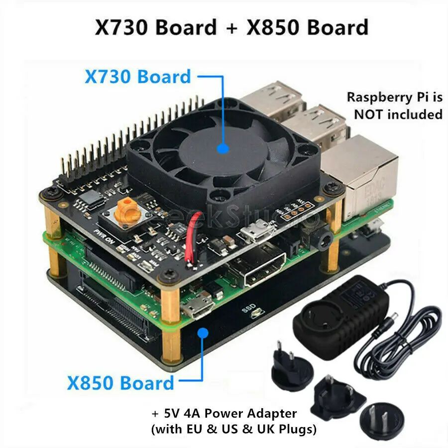 Raspberry Pi X730 управление питанием с автоматическим охлаждающим вентилятором +