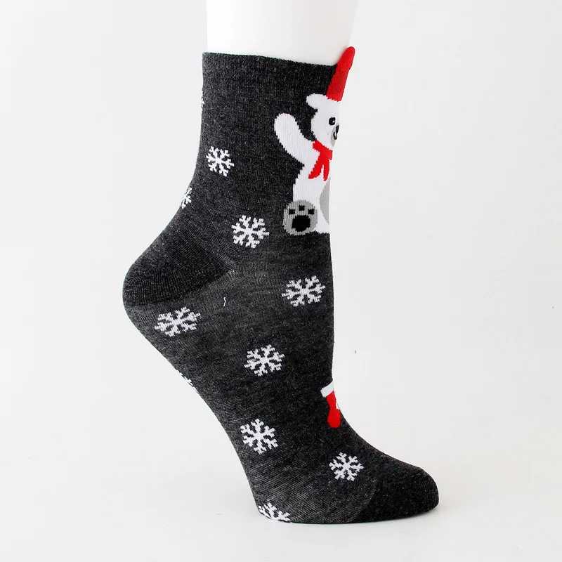 Женские хлопковые носки, цветные милые носки с мультипликационным принтом, kawaii, носки с лосем, Забавный персонаж, рождественский подарок для девочек# F - Цвет: K