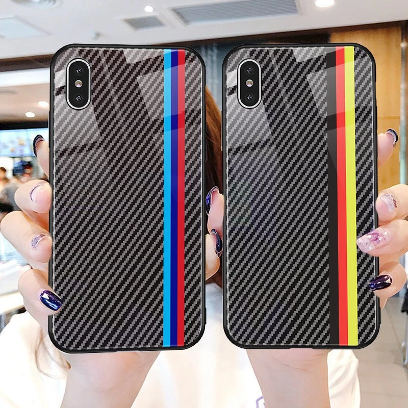 cheap Luxury Motorsport AMG GTR RS RACING SPORT Carbon Fiber Style Tempered Glass Phone Case For iphone X XS Max XR 7 8 6 Plus