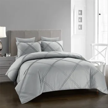 

3 pcs Home bedding set soft washed cotton solid stitching duvet case and pillowcase set
