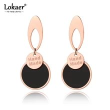 Lokaer Bohemia titanium серьги-гвоздики диски ручной работы из нержавеющей стали для женщин девочек розовое золото акриловые серьги ювелирные изделия E19188