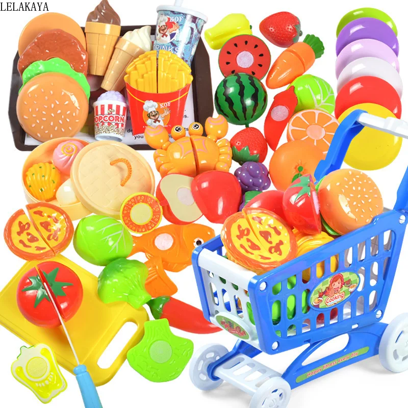 

Cartoon Pretend Play Baby Lovely Plastic Role Play Kitchen Toys Set Hamburger Fruits Vegetable Breakfast Steamer Creative Doll